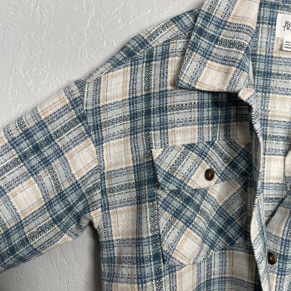 Boston Traders Women Plus Size XXL Blue White Plaid Tweed Jacket Button Front - Picture 4 of 9